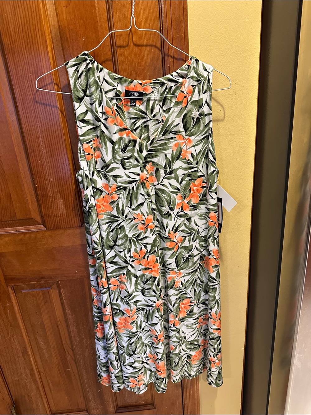 Jones New York Green and Orange Floral Sleeveless Dress